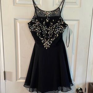 Faby  Luxe Couture Size Medium Black Embellished Dress